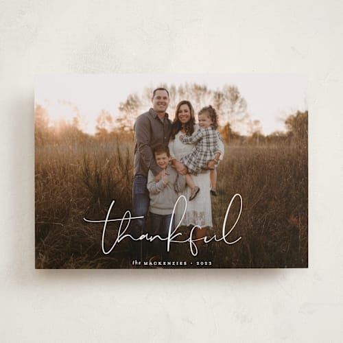 This is a snow thanksgiving cards invitations with standard by Morgan Kendall called thankful printing on recycled smooth signature in standard
