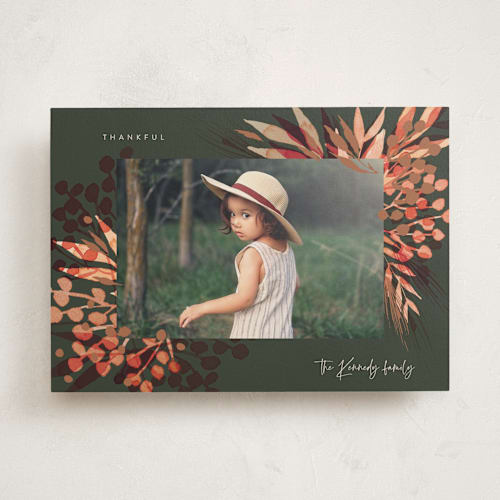 This is a forest thanksgiving cards invitations with standard by frau brandt called magical holiday printing on recycled smooth signature in standard