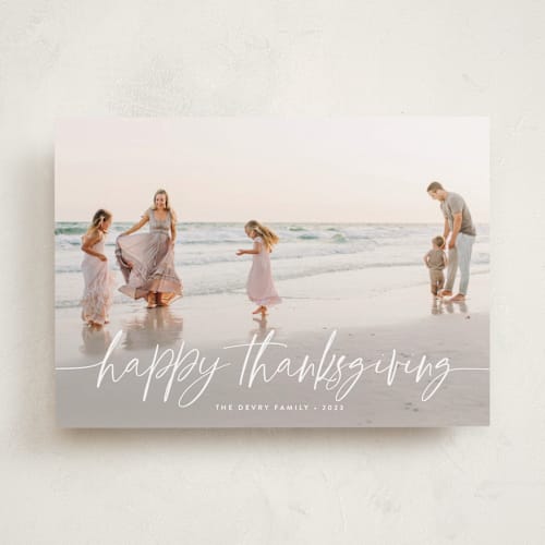 This is a snow thanksgiving cards invitations with standard by Melanie Severin called winter breeze printing on recycled smooth signature in standard