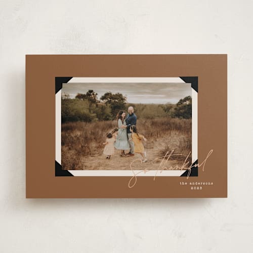 This is a chestnut thanksgiving cards invitations with standard by Morgan Kendall called nostalgic thanks printing on recycled smooth signature in standard