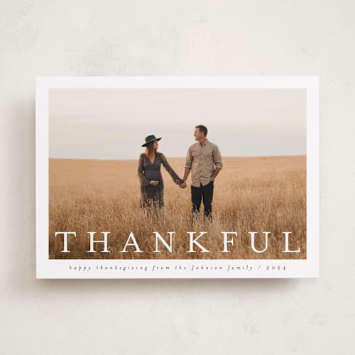 This is a cloud thanksgiving cards invitations with standard by Nicole Walsh called modern thankful printing on recycled smooth signature in standard