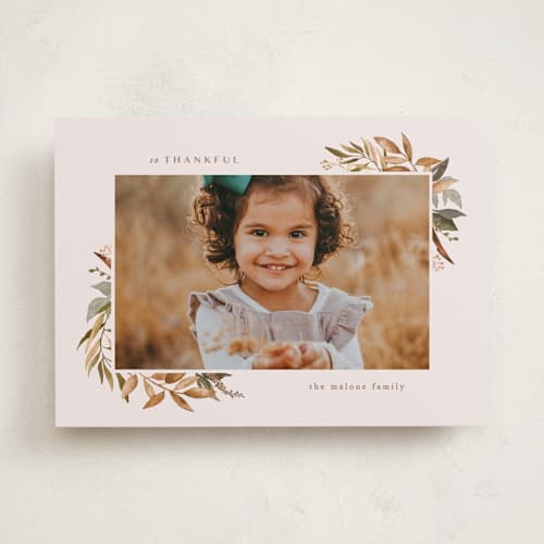 This is a eggnog thanksgiving cards invitations with standard by Creo Study called botanically thankful printing on recycled smooth signature in standard