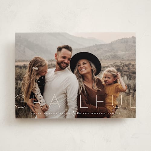 This is a ginger cake thanksgiving cards invitations with standard by Heather Cairl called simply grateful printing on recycled smooth signature in standard