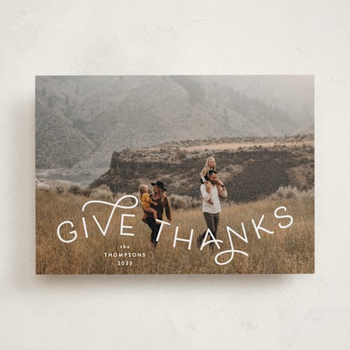 This is a powder thanksgiving cards invitations with standard by Kristel called give thanks modern printing on recycled smooth signature in standard