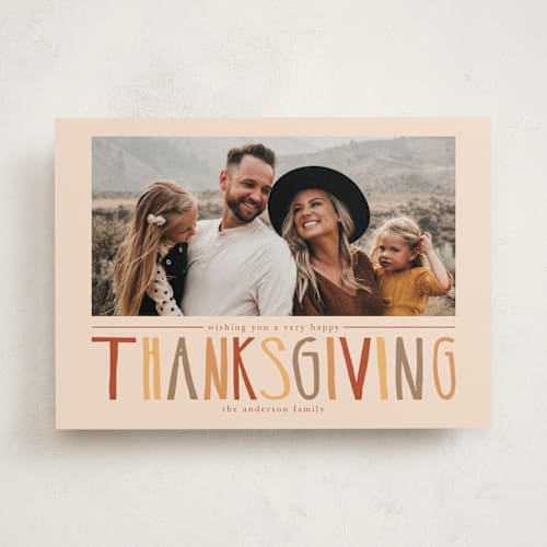 This is a oatmeal thanksgiving cards invitations with standard by Coit Creative called thanksgiving hand lettering printing on recycled smooth signature in standard