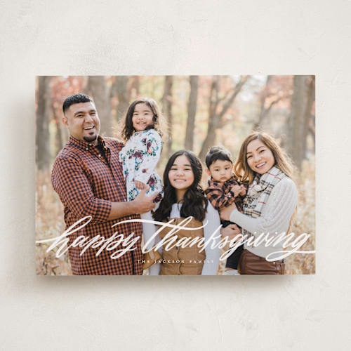 This is a whipped cream thanksgiving cards invitations with standard by Wildfield Paper Co called thanksgiving flourish printing on recycled smooth signature in standard