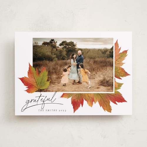 This is a autumn thanksgiving cards invitations with standard by Grae called maple lovers printing on recycled smooth signature in standard