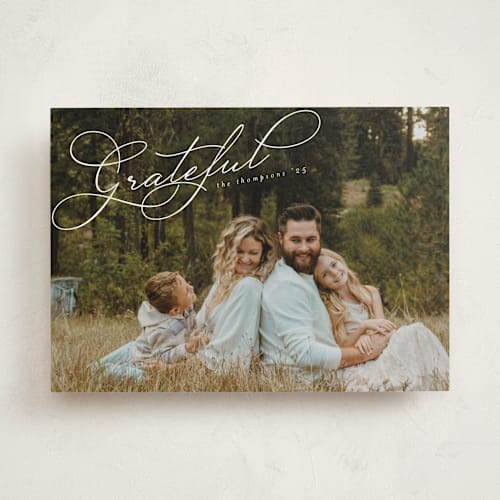 This is a cotton thanksgiving cards invitations with standard by Morgan Kendall called simple script printing on recycled smooth signature in standard