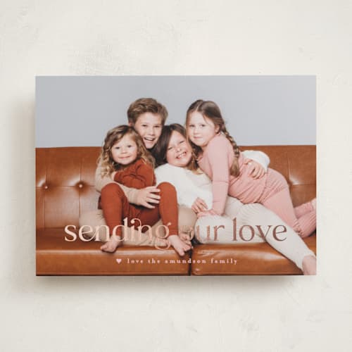 This is a peony foil stamped valentine cards with foil pressed by Leah Ragain called understated printing on recycled smooth signature in standard
