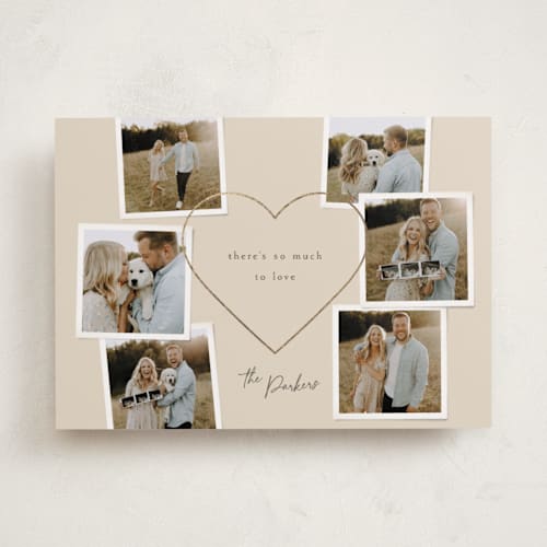 This is a sand foil stamped valentine cards with foil pressed by Robert and Stella called so much to love printing on recycled smooth signature in standard