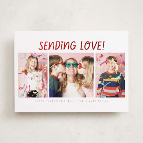 This is a sugar foil stamped valentine cards with foil pressed by Emily Sabol Goss called sending love! printing on recycled smooth signature in standard