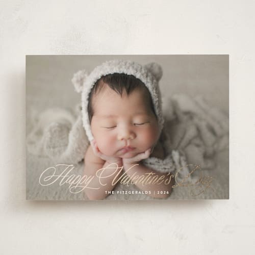 This is a cloud foil stamped valentine cards with foil pressed by Jackie Crawford called lovely script printing on recycled smooth signature in standard