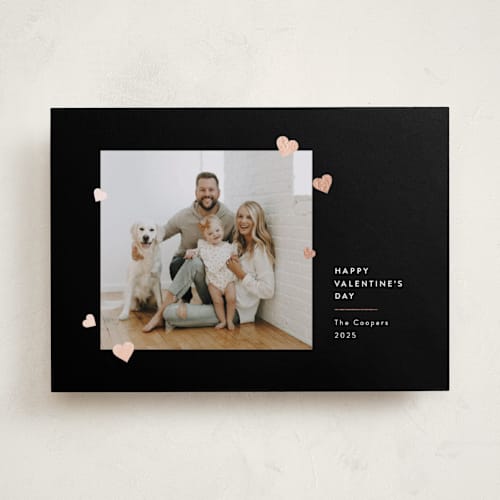 This is a tuxedo foil stamped valentine cards with foil pressed by Meggy Masters called small hearts printing on recycled smooth signature in standard
