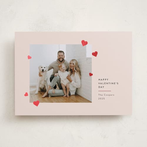 This is a blush foil stamped valentine cards with foil pressed by Meggy Masters called small hearts printing on recycled smooth signature in standard
