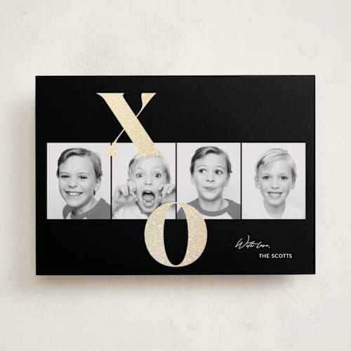 This is a licorice foil stamped valentine cards with foil pressed by Christie Garcia called over and under printing on recycled smooth signature in standard