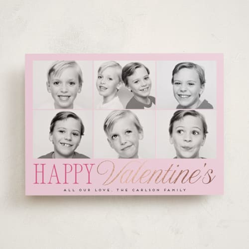 This is a peony foil stamped valentine cards with foil pressed by Maria Alou called happy tiles printing on recycled smooth signature in standard