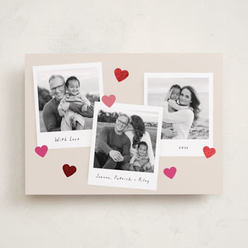 This is a marshmallow foil stamped valentine cards with foil pressed by Morgan Kendall called instamatic printing on recycled smooth signature in standard