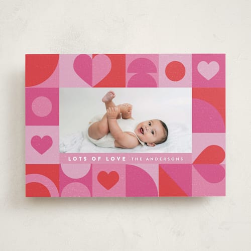 This is a raspberry valentines day with standard by Maria Alou called paper hearts printing on recycled smooth signature in standard