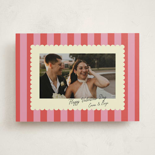 This is a raspberry valentines day with standard by Helena Vitto called nice stripes printing on recycled smooth signature in standard