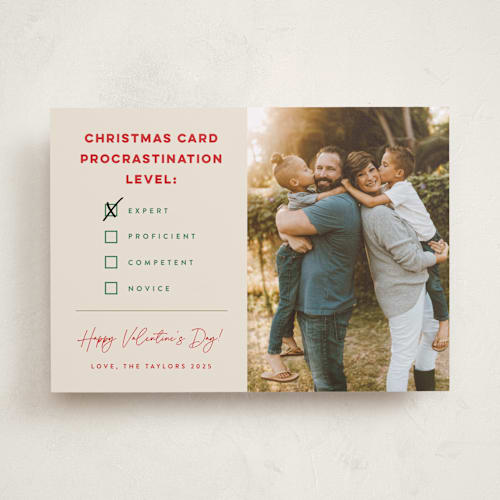 This is a eggnog valentines day with standard by Erica Krystek called procrastination expert printing on recycled smooth signature in standard