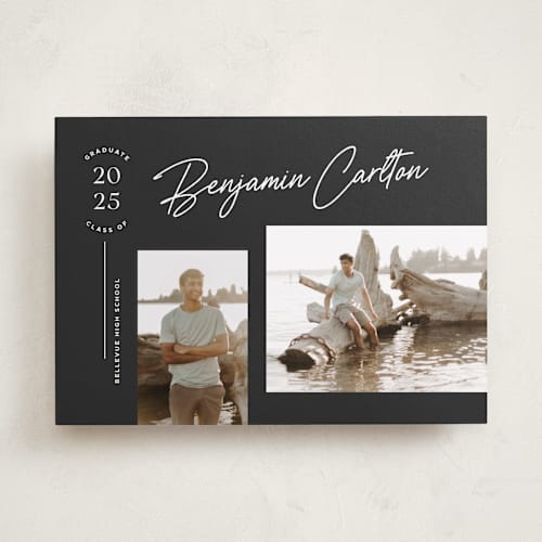 This is a charcoal graduation announcements with standard by Monika Torun called counterpoise printing on recycled smooth signature in standard