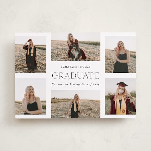 This is a classic graduation announcements with standard by Lehan Veenker called graduate grid printing on recycled smooth signature in standard