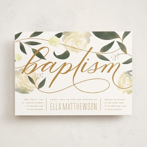 This is a mustard seed baptism and christening announcements with standard by Leah Bisch called garden printing on signature in standard