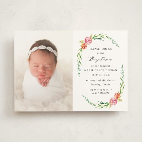 This is a fern baptism and christening announcements with standard by Mansi Verma called blessing from above printing on signature in standard
