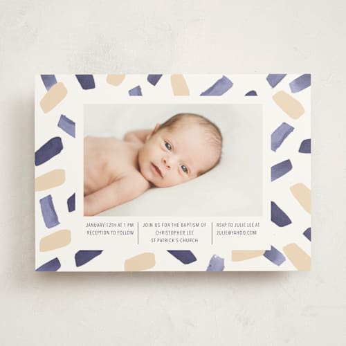 This is a deep sea baptism and christening announcements with standard by Hallie Fischer called paint dash printing on signature in standard