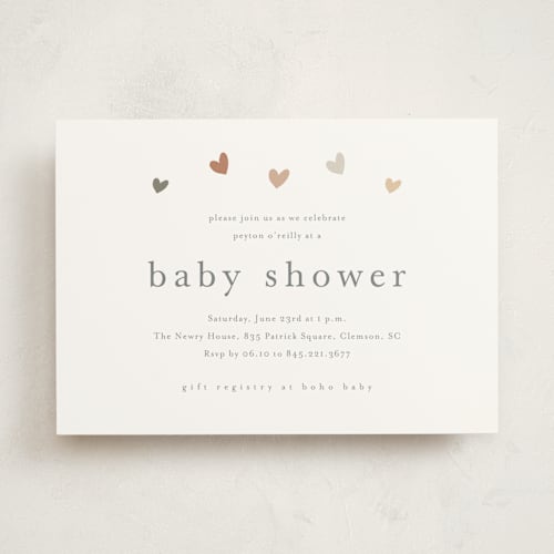 This is a boho baby shower invitations with standard by Stacey Meacham called tiny hearts printing on signature in standard