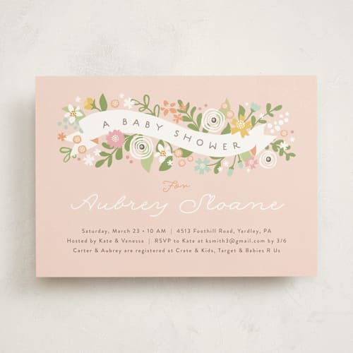 This is a strawberry ice baby shower invitations with standard by Jennifer Wick called rites of spring printing on signature in standard