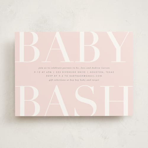 This is a blush baby shower invitations with standard by Lauren Chism called big bash printing on signature in standard