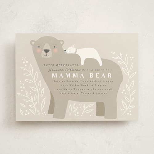 This is a cashmere baby shower invitations with standard by Karidy Walker called mama bear printing on signature in standard