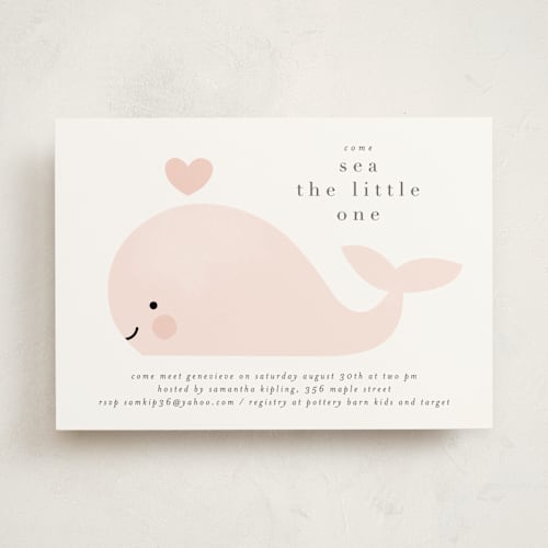 This is a blush baby shower invitations with standard by Lori Wemple called sea printing on signature in standard