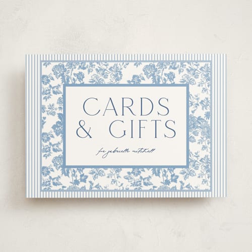 This is a powder baby shower decorations with standard by Jenna Holcomb called rocking horse baby printing on doublethick in 5x7