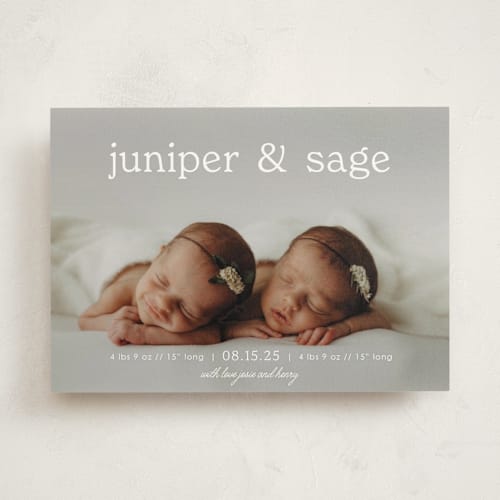 This is a cloud birth announcements with standard by Brittany Braithwaite called sweet nostalgia printing on signature in standard