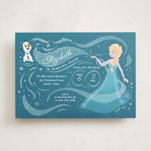 This is a frosty kids birthday invitations with foil pressed by curiouszhi called disney frozen snow sparkles printing on signature in standard