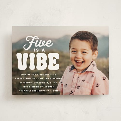 This is a cloud kids birthday invitations with standard by Jessie Steury called vibe printing on signature in standard