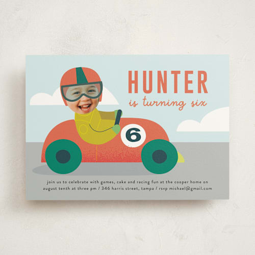 This is a carrot kids birthday invitations with standard by Lori Wemple called race printing on signature in standard
