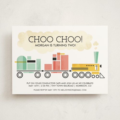 This is a rose kids birthday invitations with standard by Kayla King called mod conductor printing on signature in standard