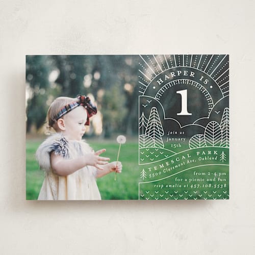 This is a cloud kids birthday invitations with standard by elena diaz called at the park printing on signature in standard