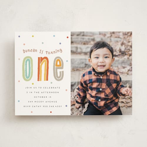 This is a cotton candy kids birthday invitations with standard by chocomocacino called boba printing on signature in standard