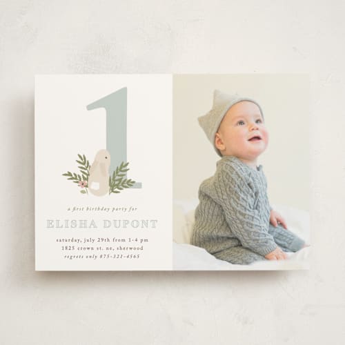 This is a frost kids birthday invitations with standard by Angela Garrick called petit lapin printing on signature in standard