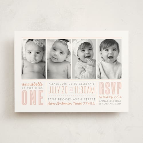 This is a rose kids birthday invitations with standard by Lauren Chism called what a year printing on signature in standard
