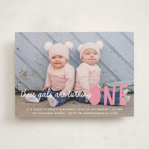 This is a blush kids birthday invitations with standard by Annie Clark called bright future printing on signature in standard