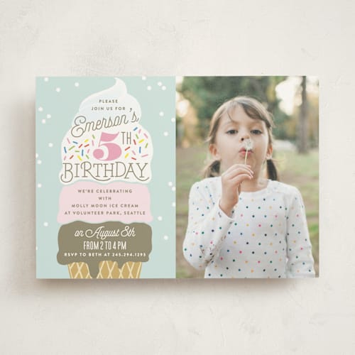 This is a frozen kids birthday invitations with standard by Alethea and Ruth called ice cream cone printing on signature in standard
