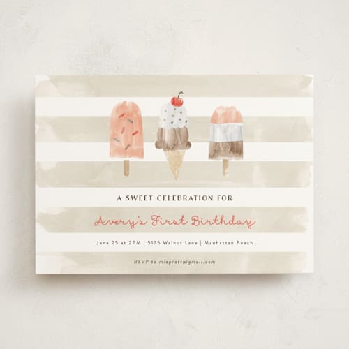 This is a melon kids birthday invitations with standard by Shirley Lin Schneider called sweet treats printing on signature in standard