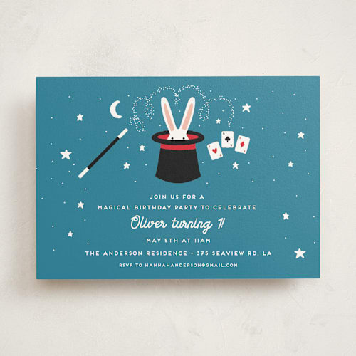 This is a wand kids birthday invitations with standard by Claudia Orengo called magical day printing on signature in standard