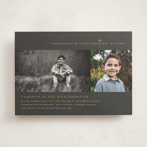 This is a slate confirmation invitations cards with standard by fatfatin called simple faith printing on signature in standard