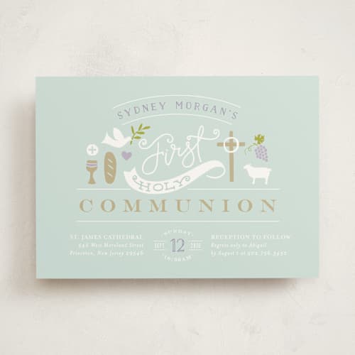 This is a clearwater communion invitations announcements with standard by Jennifer Wick called icons of faith printing on signature in standard